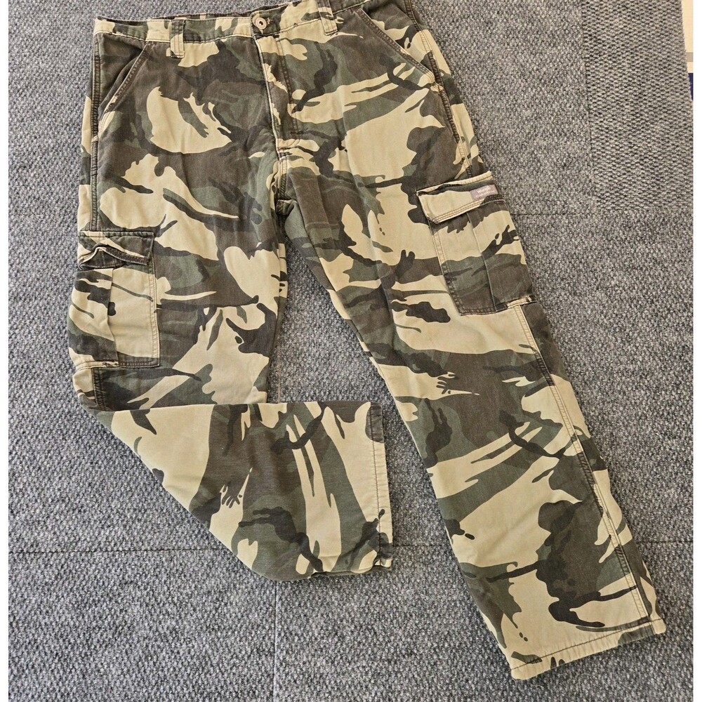 Wrangler Fleece Lined Cargo Pants Mens 38x27 Camouflage Outdoors Relaxed Fit